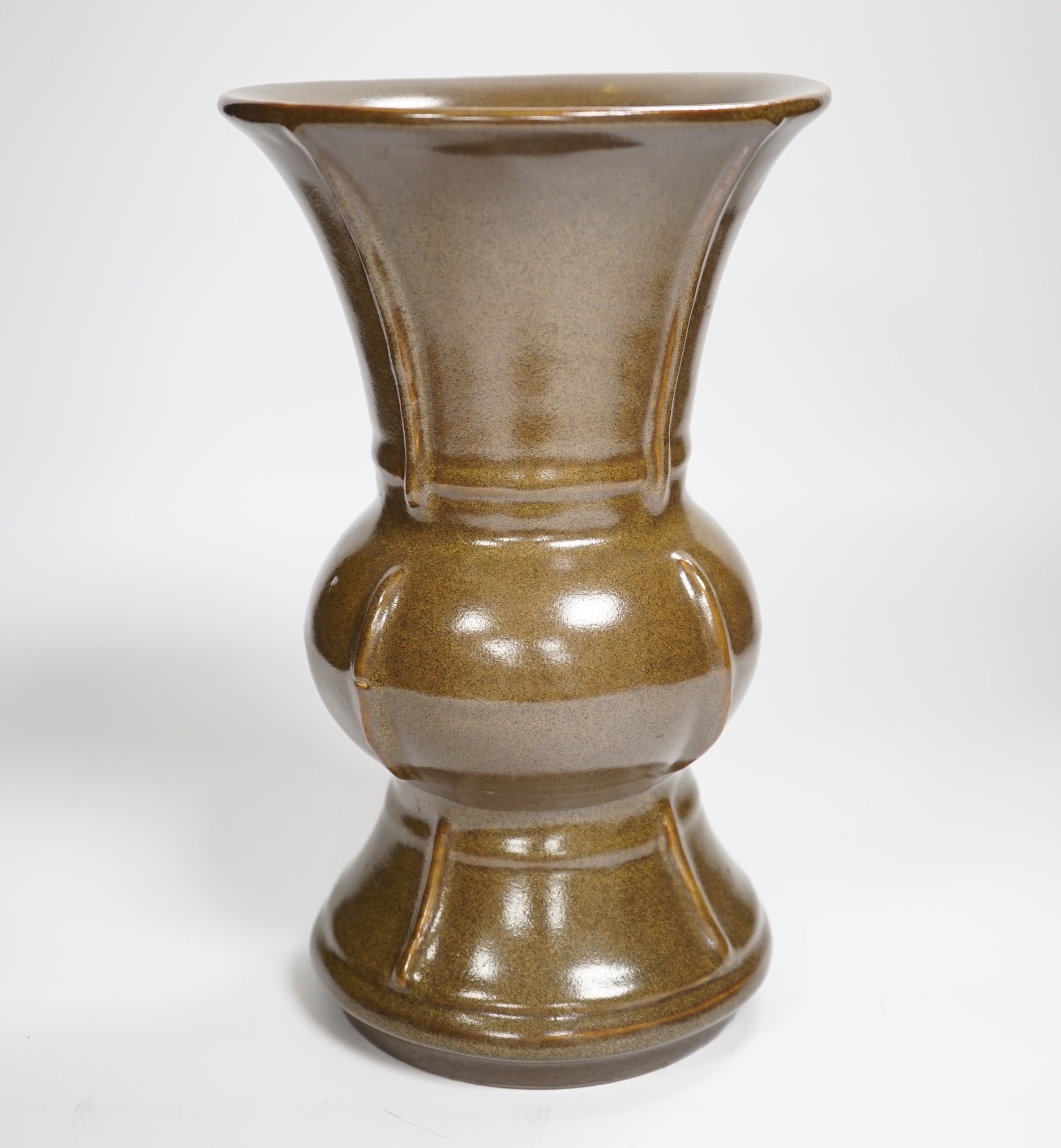 A Chinese tea dust glazed vase, 25cm high